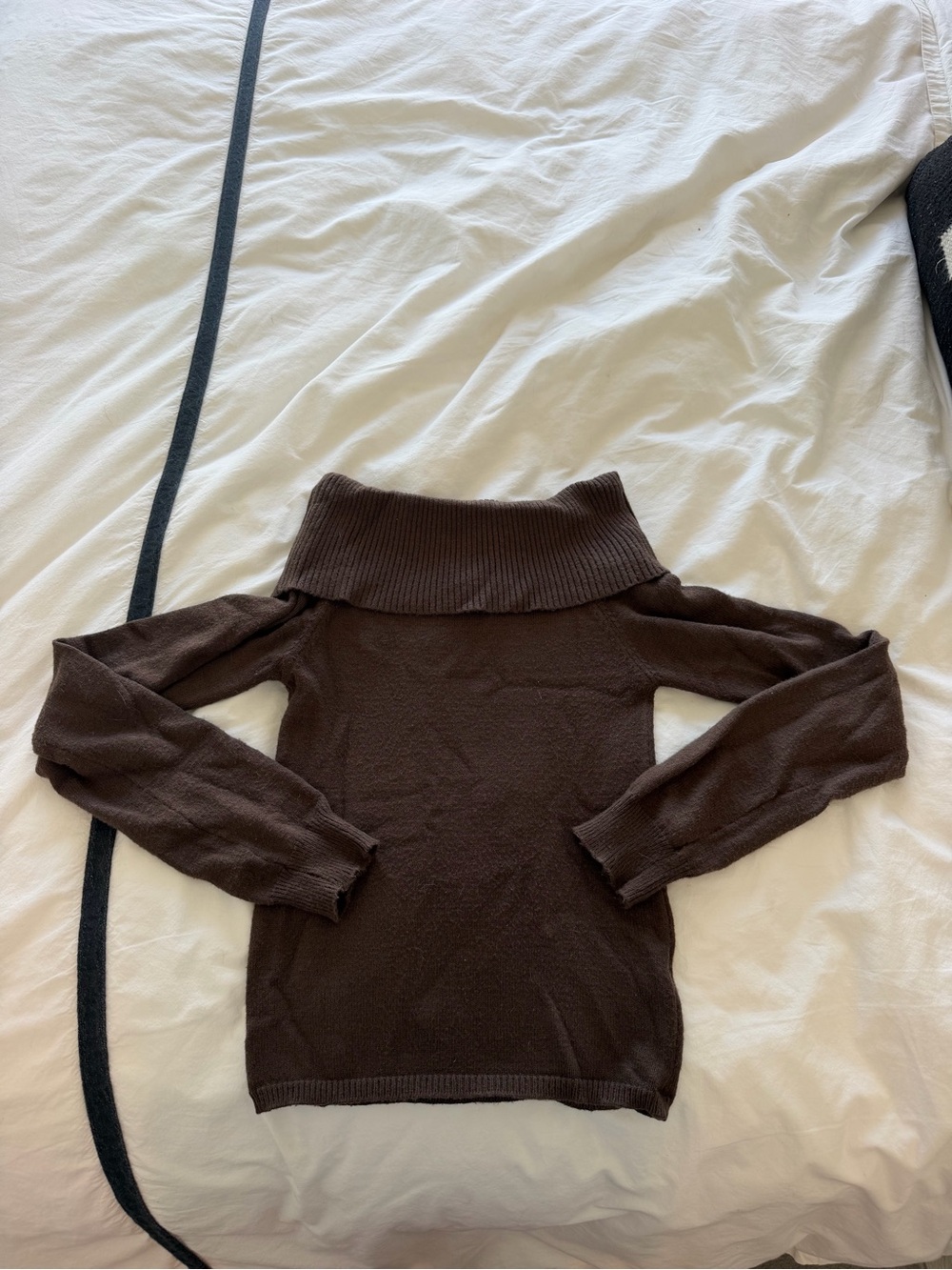Brown Off-Shoulder Ribbed Sweater